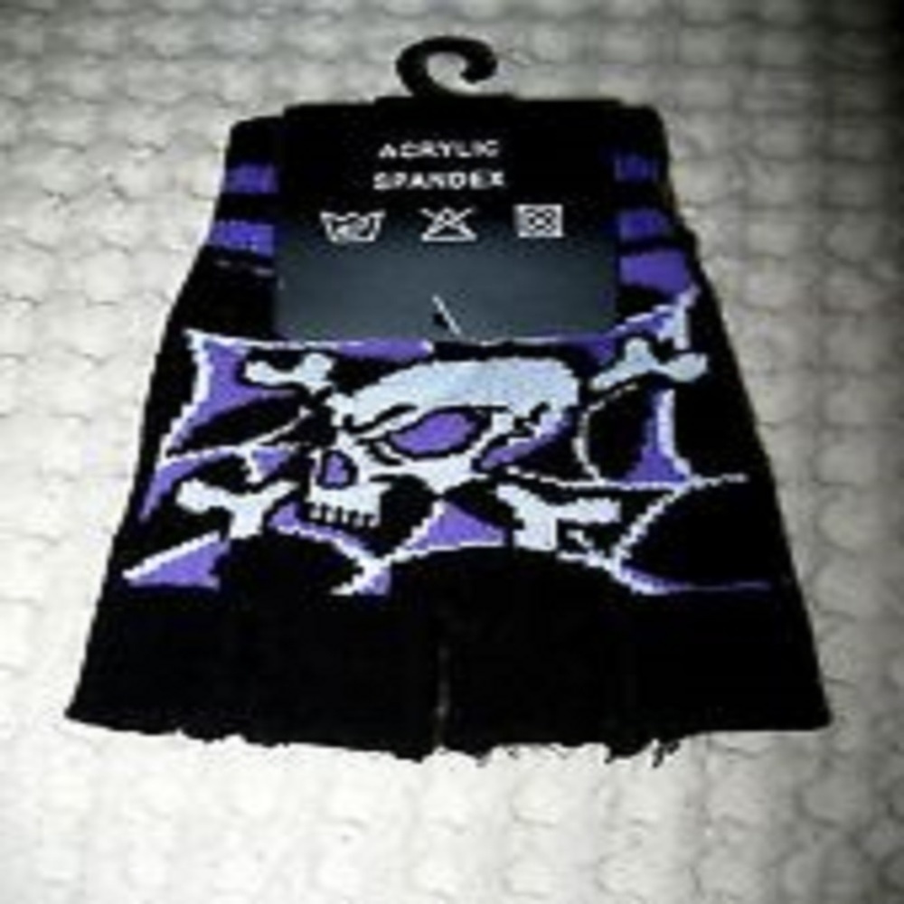 Purple Skull Finger-less Gloves